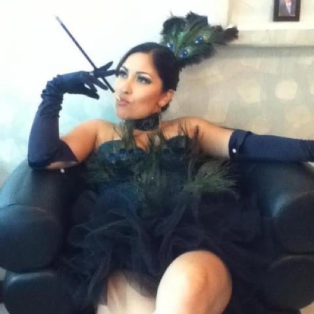 Peacock showgirl costume